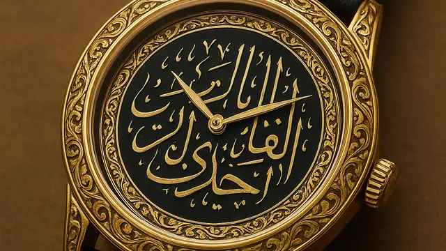 Jam Tangan Islami dengan Aksen Emas (ChatGPT AI)