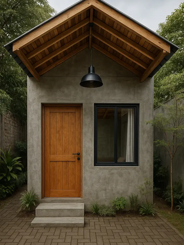 7 Model Rumah Industrial 4×6 dengan Semen Ekspos dan Nuansa Kayu, Kecil Tapi Estetik dan Kokoh