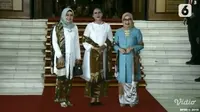 Wury Estu Handayani, Iriana Jokowi, dan Mufidah Kalla saat menghadiri pelantikan Presiden dan Wakil Presiden terpilih periode 2019-2024, Joko Widodo dan KH Ma'ruf Amin. (Screenshot Vidio.com/Liputan6.com)