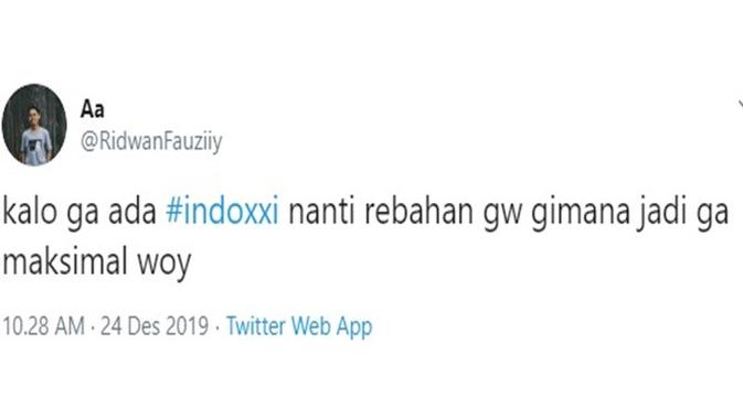Reaksi netizen IndoXXI (Sumber: Twitter/RidwanFauziiy)