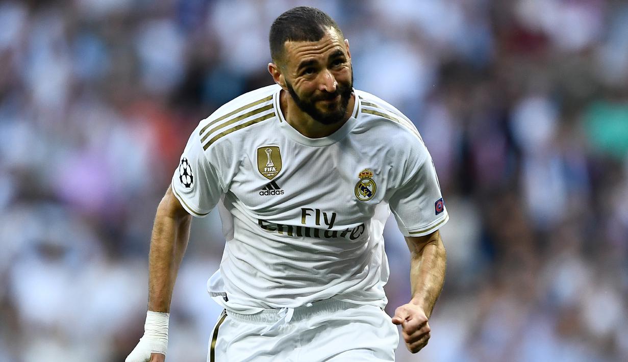 3. Karim Benzema (Real Madrid / 60 Gol dari 133 laga Liga Champions) - Empat trofi Liga Champions yang sudah diraihnya mencerminkan kualitasnya sebagai juru dobrak dari Los Blancos. (AFP/Oscar Del Pozo)