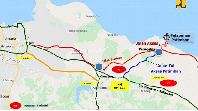 Kementerian PUPR melaksanakan pembangunan jalan akses ke Pelabuhan Patimban sepanjang 8,2 km. (Dok Kementerian PUPR)