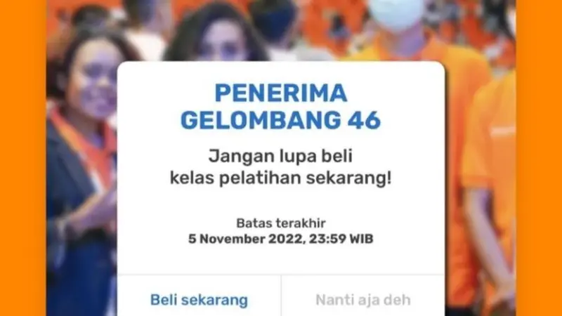 Tangkapan layar Kartu Prakerja. Peserta kartu Prakerja gelombang 46 dihimbau untuk segera membeli pelatihan pertama. (Sumber: Instagram @prakerja.go.id)