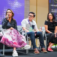 Nazira C Noer, Fellexandro Ruby, dan Dee Lestari, dalam acara Press Conference IdeaFest 2024 (magnifique indonesia).
