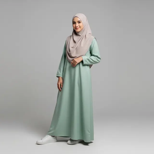 Warna gamis polos yang lagi tren untuk gen z warna mint green