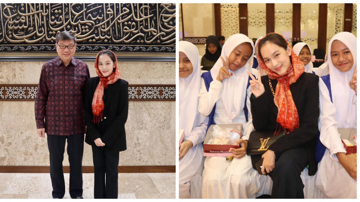 6 Potret Shanna Shannon Pertama Kali ke Masjid Istiqlal, Ikut Bukber dan Tampil Berhijab