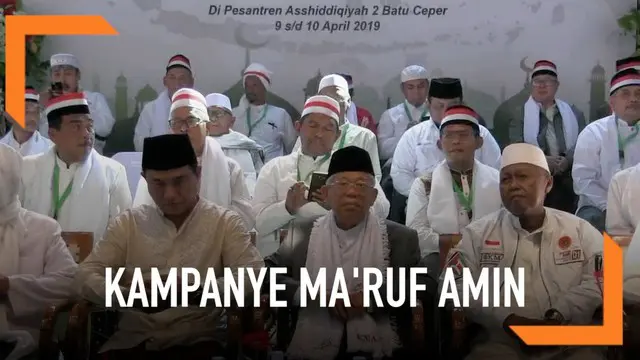 Cawapres 01 Ma'ruf Amin bersilaturahmi dengan para pengasuh pondok pesantren se Indonesia. Para pengusuh ponpes se Indonesia berikrar mendukung pasangan 01 Jokowi-Ma'ruf Amin dalam Pilpres 2019.