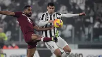 Juventus harus puas bermain imbang 1-1 kontra Torino pada laga pekan ke-26 Serie A di Allianz Stadium, Sabtu (19/2/2022) dini hari WIB. (AFP/Filippo MONTEFORTE)