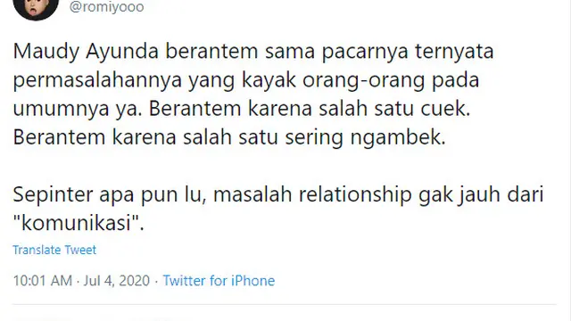 Maudy Ayunda Bertengkar dengan Kekasih Pakai Bahasa Inggris, Ini 8 Respons Kocak Netizen