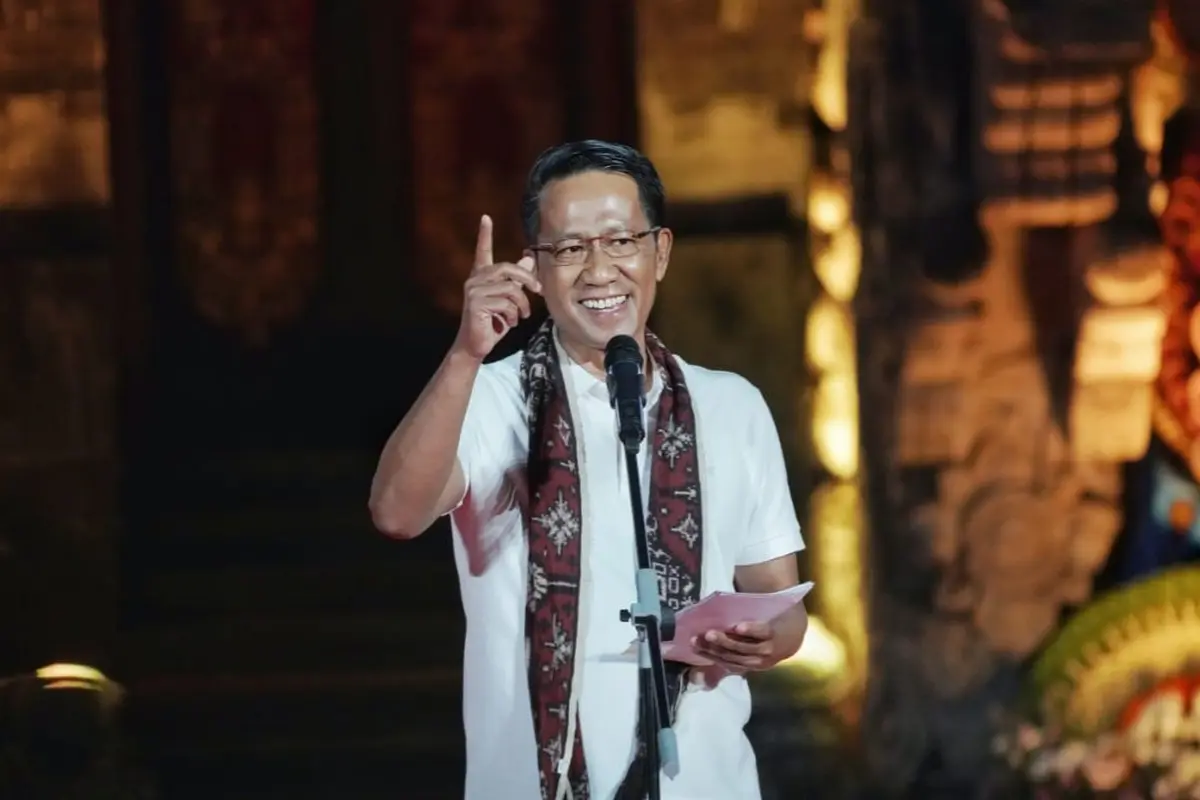 Menteri Hukum dan Hak Asasi Manusia, Supratman Andi Agtas, saat gelaran Puncak Festival Kekayaan Intelektual 2024 di Taman Werdhi Budaya Art Center, Bali pada Sabtu malam (7/9/2024). (Foto: Dokumen Humas Kemenkumham)