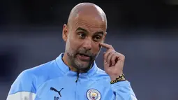 Final Liga Champions 2022/2023 akan mempertemukan Manchester City dan Inter Milan. Duel di Ataturk Olympic Stadium, Istanbul, Turki, Minggu dini hari, 11 Juni 2023, akan menjadi adu taktik dua pelatih handal: Pep Guardiola Vs Simone Inzaghi. (AP Photo/Manu Fernandez)