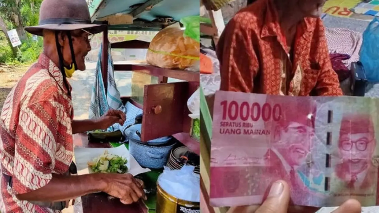 Pandangan Sudah Kabur, Kisah Kakek Penjual Gado-gado Dibayar Uang Mainan Ini Bikin Geram