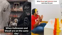 Meme perayaan Diwali dan Halloween di hari yang sama. (sumber: Instagram/ariesarchana/ X/BugHuntersqa)