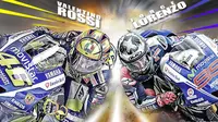 ilustrasi Rossi vs Lorenzo (Grafis: Abdillah/Liputan6.com)