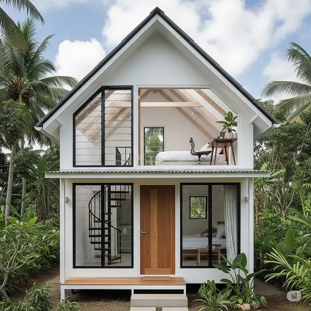 Rumah 4x4 Sederhana 2 Lantai Konsep Loft