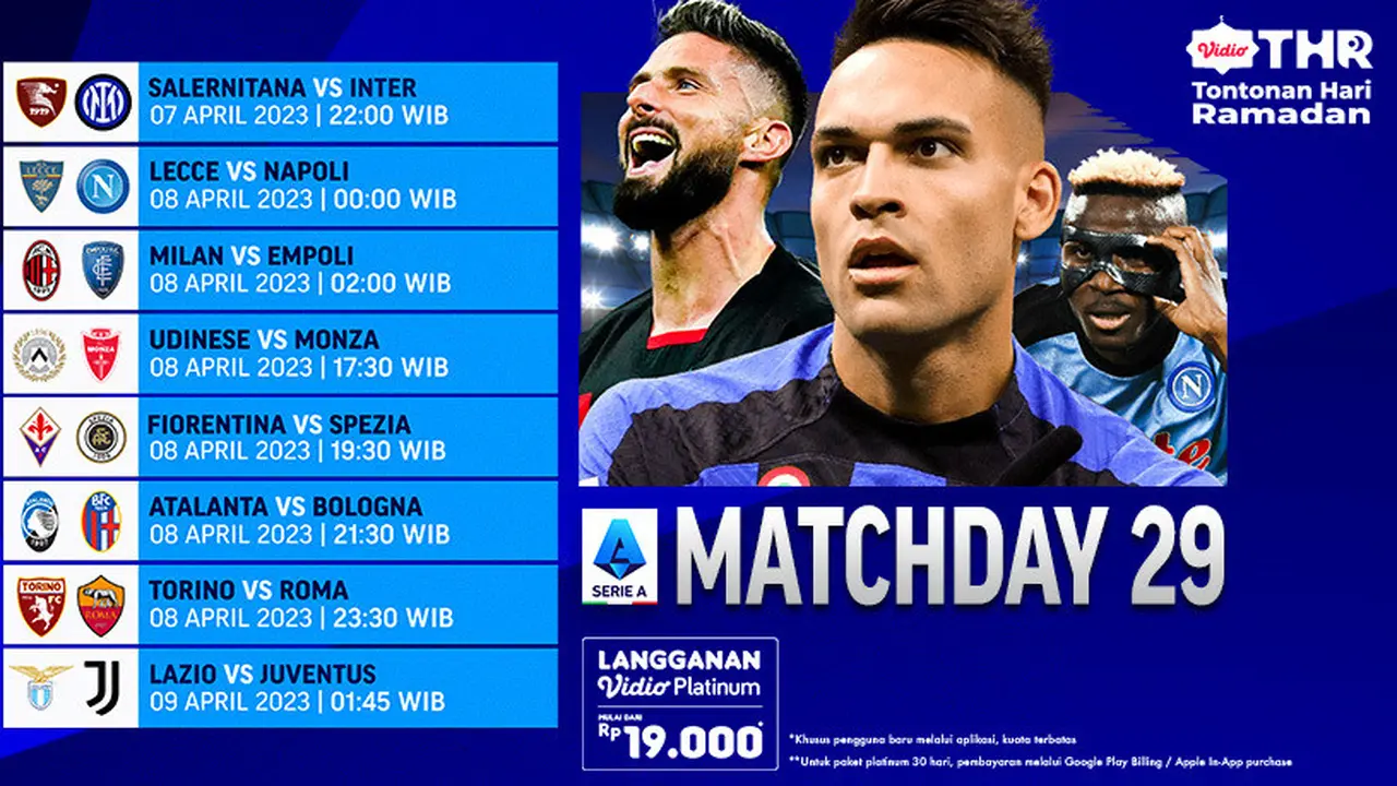 Jadwal Serie A Liga Italia Live Vidio Pekan Ini : Salernitana Vs Inter Milan, Lecce Vs Napoli