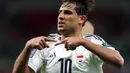 Malapetaka menimpa Indonesia di detik akhir babak pertama. Osamah mengembalikan keunggulan Irak setelah menyambar bola muntah tepisan Ernando Ari. VAR sempat mengecek gol ini karena dugaan off-side, tapi akhirnya tetap disahkan. Skor 1-2 bertahan sampai jeda. (AP Photo/Hussein Sayed)