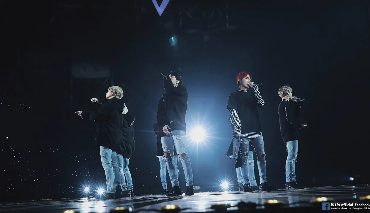 Oleh karena itu, BTS pun mengucapkan terima kasih kepada ARMY dan berjanji akan berusaha lebih keras lagi. "Kami di sini berkat ARMY," kata V. (Foto: Soompi.com)