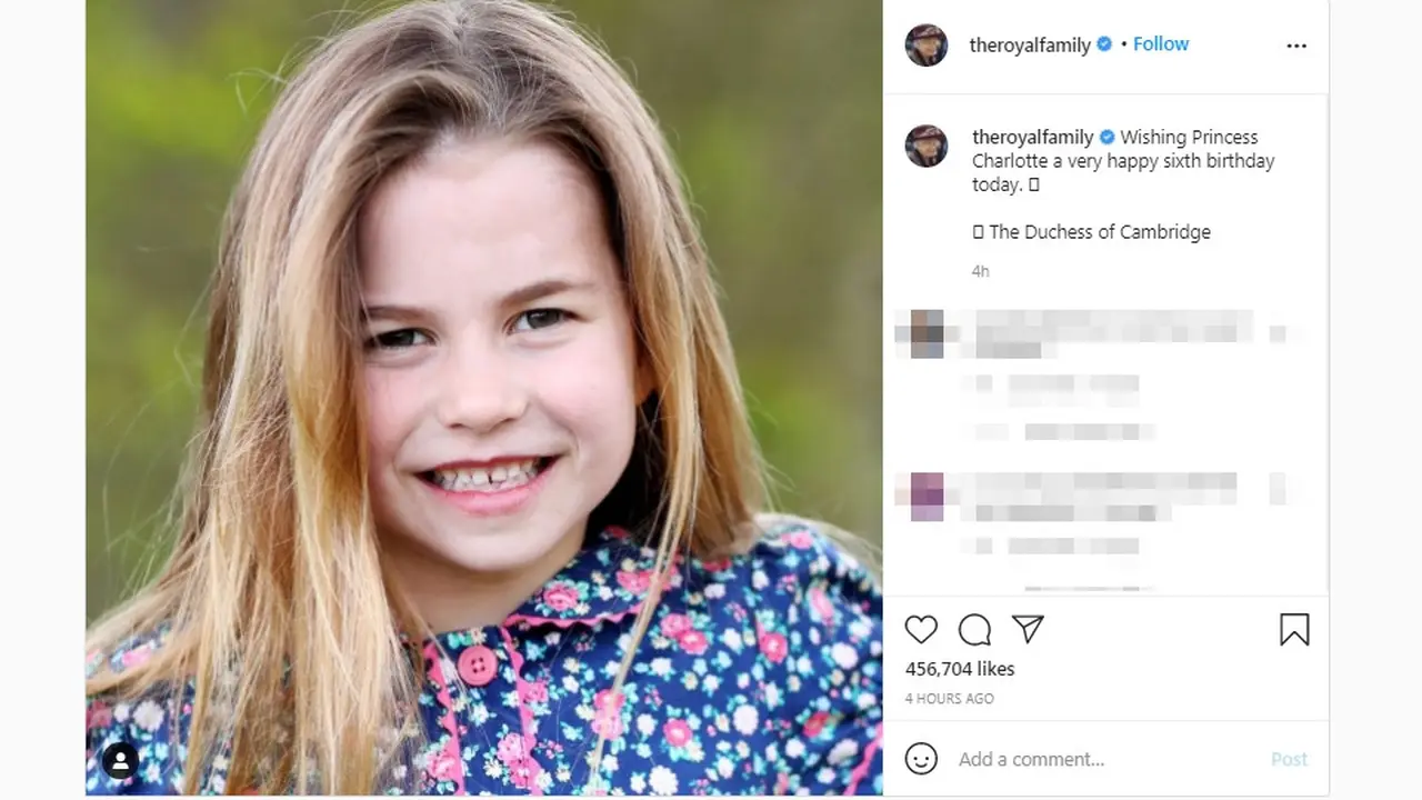 Potret Putri Charlotte Berambut Panjang dan Pakai Gaun Floral di Ultah ke-6
