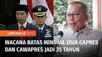 DPR memberi sinyal setuju untuk mengubah batas minimal usia calon presiden dan calon wakil presiden, dari 40 tahun menjadi 35 tahun. Alasannya, sosok capres atau cawapres sebaiknya jangan hanya dipandang dari masalah usia, tapi juga harus diperhatika...