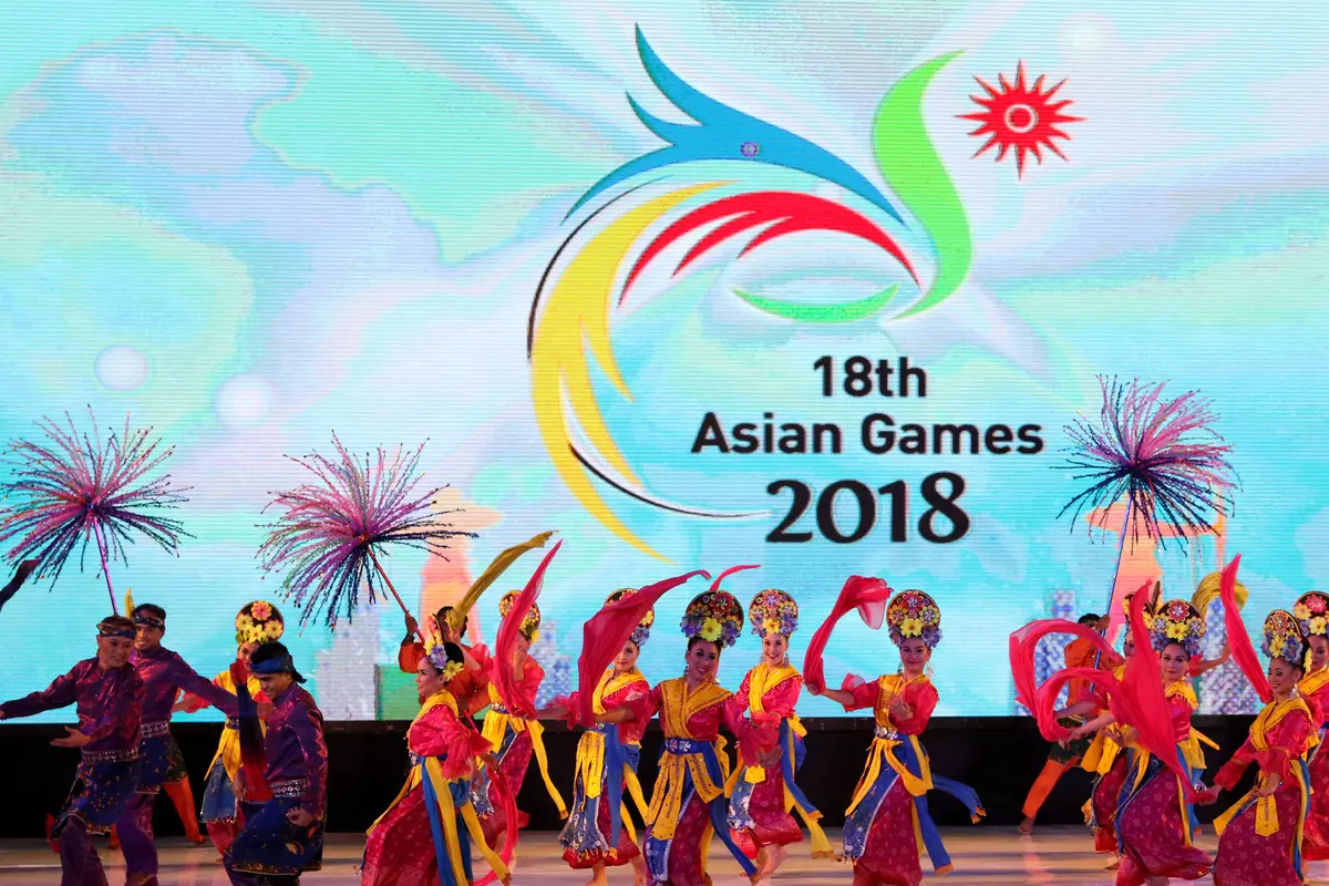 Logo Asian Games 2016_Hari Olah Raga Nasional_(Bola.com/Arief Bagus)