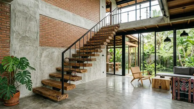 Desain Tangga dengan Anak Tangga Mengambang untuk Interior Rumah Modern