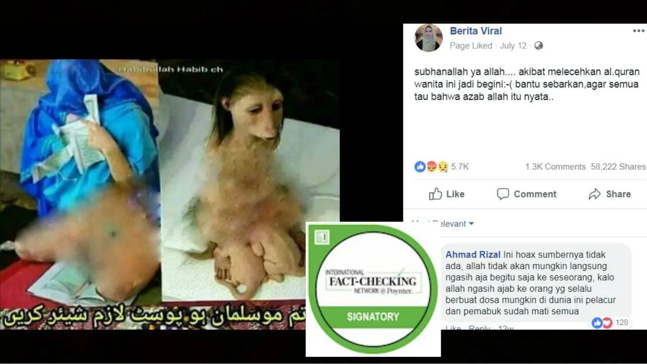 Cek fakta - foto manusia yang dikutuk karena lecehkan kitab suci