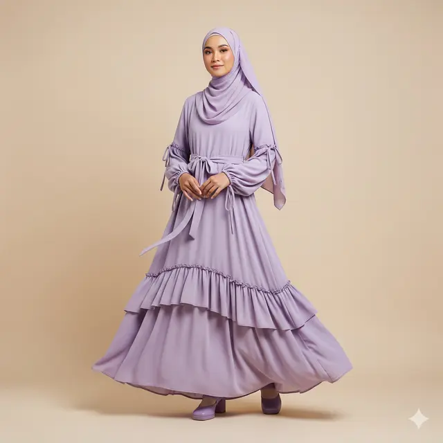 Inspirasi Long Dress Muslim Kombinasi Warna Pastel Kekinian. Gemini