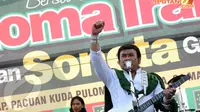 Capres dari PKB, Rhoma Irama mengajak para kader dan simpatisan untuk terus menjaga persatuan demi memenangkan PKB dalam Pemilu 2014 (Liputan6.com/Helmi Fithriansyah)