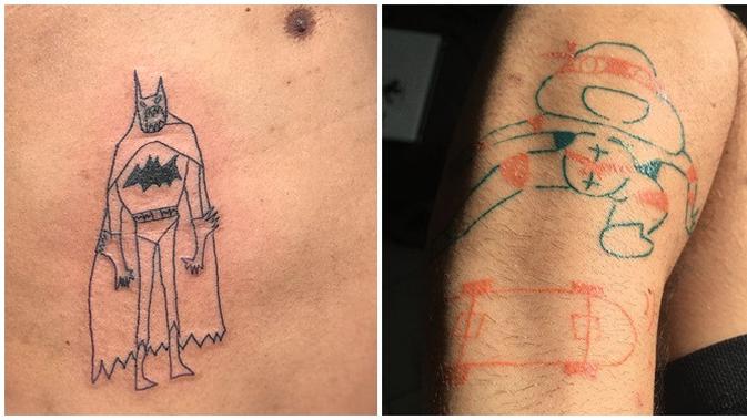 7 Tato Lucu Karya Cewek Brasil Ini Kayak Coretan Anak TK 
