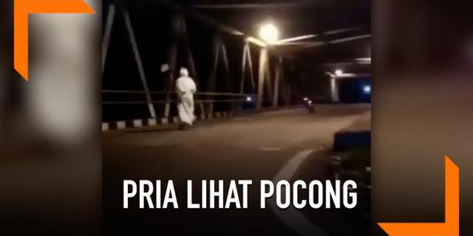 VIDEO: Kocak, Pria Panjat Jembatan Usai Lihat 'Pocong'
