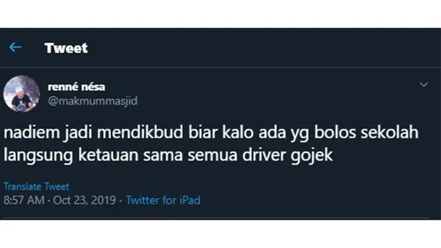 Masuk Kabinet, Ini 7 Cuitan ala Netizen Saat Nadiem Makarim Jadi Mendikbud