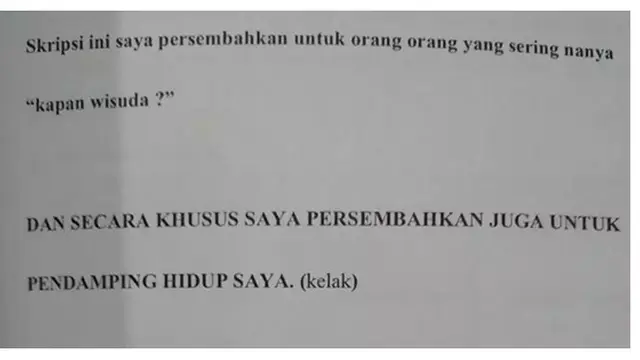 8 Potret Tulisan di Lembar Persembahan Skripsi Ini Bikin Geleng Kepala