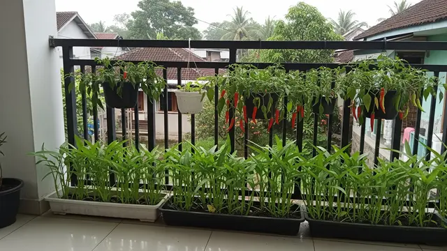 Susunan Memanjang di Pagar Teras Rumah