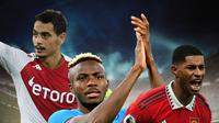 Ilustrasi - Marcus Rashford, Victor Osimhen, Wissam Ben Yedder (Bola.com/Decika Fatmawaty)