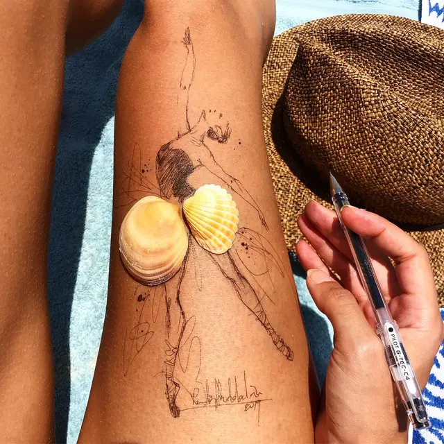 6 Kreasi Seni Lukis Gambar Balerina di Paha Ini Hasilnya Memukau