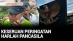 Memperingati Hari Lahir Pancasila digelar acara grebek gunungan di Blitar, Jawa Timur. Ratusan warga langsung menyerbu lima gunungan hasil bumi saat tiba di areal makam Bung Karno.