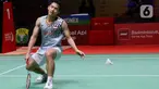 Tunggal putra Jonatan Christie saat melawan Kunlavut Vitidsarn (Thailand) di final Daihatsu Indonesia Masters 2025 di Istora Gelora Bung Karno, Senayan, Jakarta, Minggu (26/1/2025) sore WIB. (Liputan6.com/Herman Zakharia)