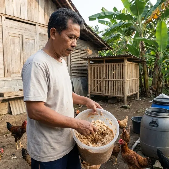 Pakan Nasi Sisa dengan Parutan Singkong (Gemini AI)