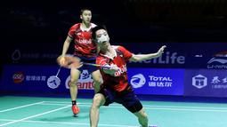 Ganda putra Indonesia, Kevin Sanjaya Sukamuljo/Marcus Fernaldi Gideon  merengkuh titel juara China Terbuka Super Series 2016 usai menundukkan pasangan Denmark, Mathias Boe/Carsten Mogensen, 21-18, 22-20, di Fuzhou, Minggu (20/11/2016). (PBSI)
