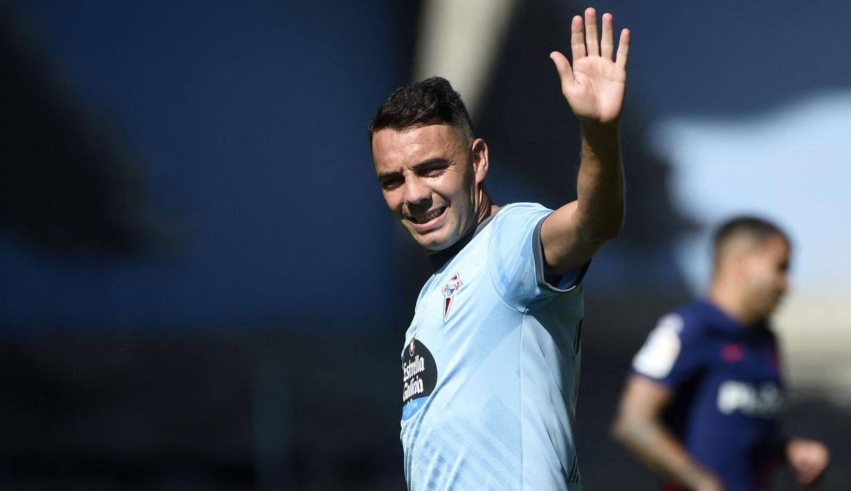 Tuan rumah lantas mampu menyamakan skor pada menit ke-59 lewat gol penyerang andalan mereka, Iago Aspas dari titik putih. (Foto: AFP/Miguel Riopa)