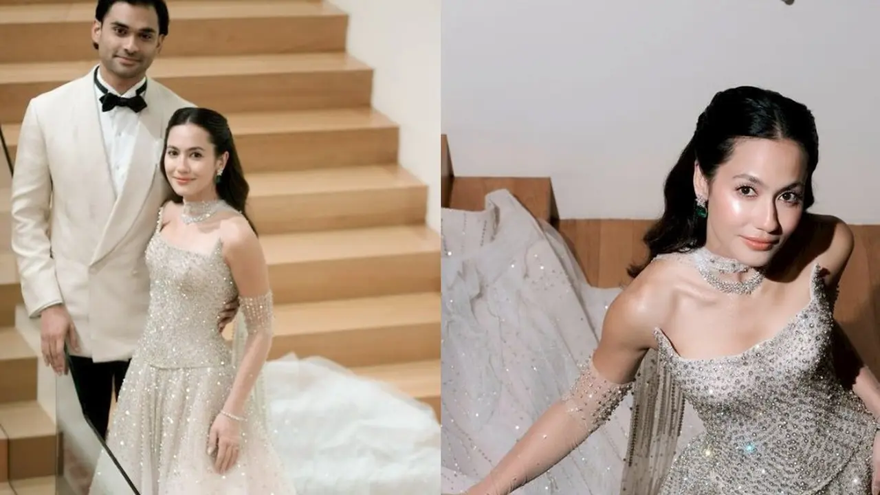6 Pesona Elegan Pevita Pearce Resmi Menikah dengan Crazy Rich Malaysia, Kenakan Gaun Pengantin Bertabur 70.000 Kristal