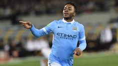 Raheem Sterling mencetak gol di menit ke-3 dalam debutnya di Manchester City melawan AS Roma di Turnamen International Champions Cup 2015 di Melbourne Cricket Ground, Australia. (21/7/2015). (EPA/JULIAN SMITH)