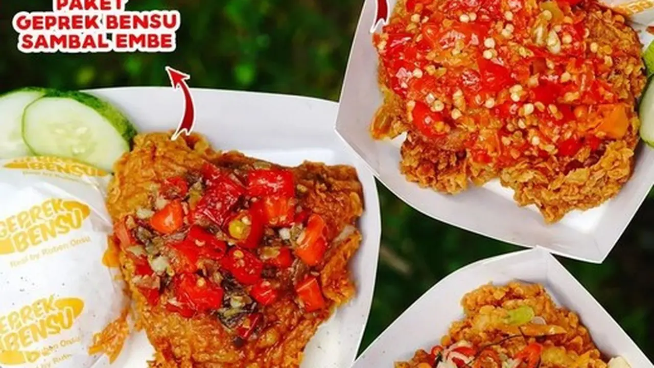 Aneka sambal geprek bensu embe, matah, dan original