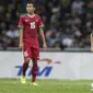 Gelandang Timnas Indonesia, Evan Dimas, menggiring bola saat melawan Malaysia pada semifinal SEA Games di Stadion Shah Alam, Selangor, Sabtu (26/8/2017). Indonesia kalah 0-1 dari Malaysia. (Bola.com/Vitalis Yogi Trisna)