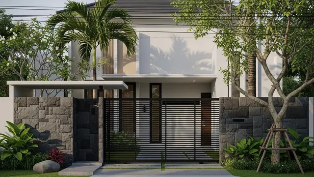 Pagar Batu Andesit Modern Elegan