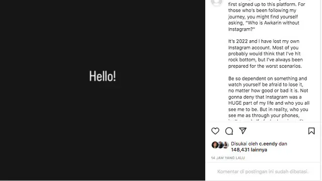 Awkarin Tinggalkan 7,9 Juta Followers di Instagram: Say Goodbye to Awkarin, Say Hello to Karin Novilda