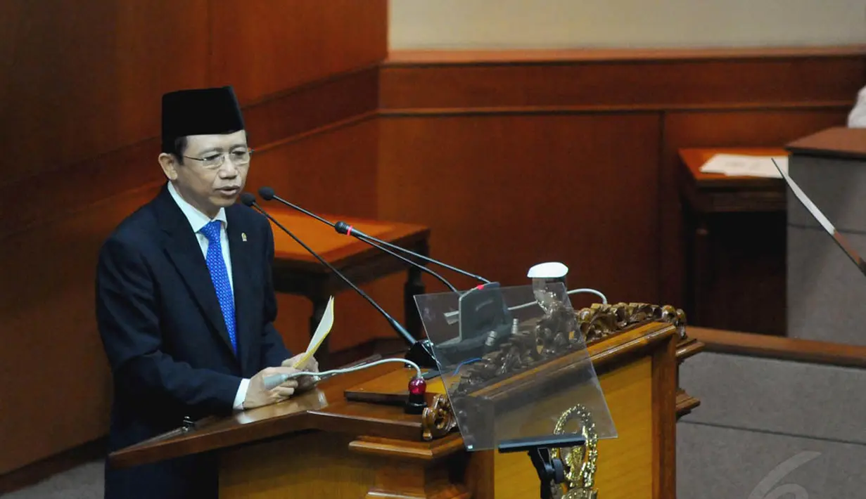 Rapat paripurna penutupan itu ditandai dengan pidato Ketua DPR RI, Marzuki Alie, Jakarta, (30/9/14). (Liputan6.com/Andrian M Tunay) 