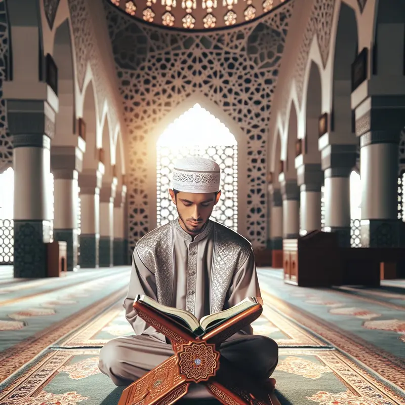 Muslim membaca Al-Qur'an di masjid