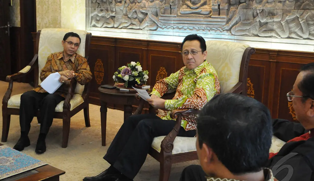 Pertemuan tersebut untuk memperkenalkan pengurus Bamag Nasional yang baru dan program kerja dalam rangka pembinaan kerukunan umat beragama, Jakarta, Senin (22/12/2014).(Liputan6.com/Andrian M Tunay)